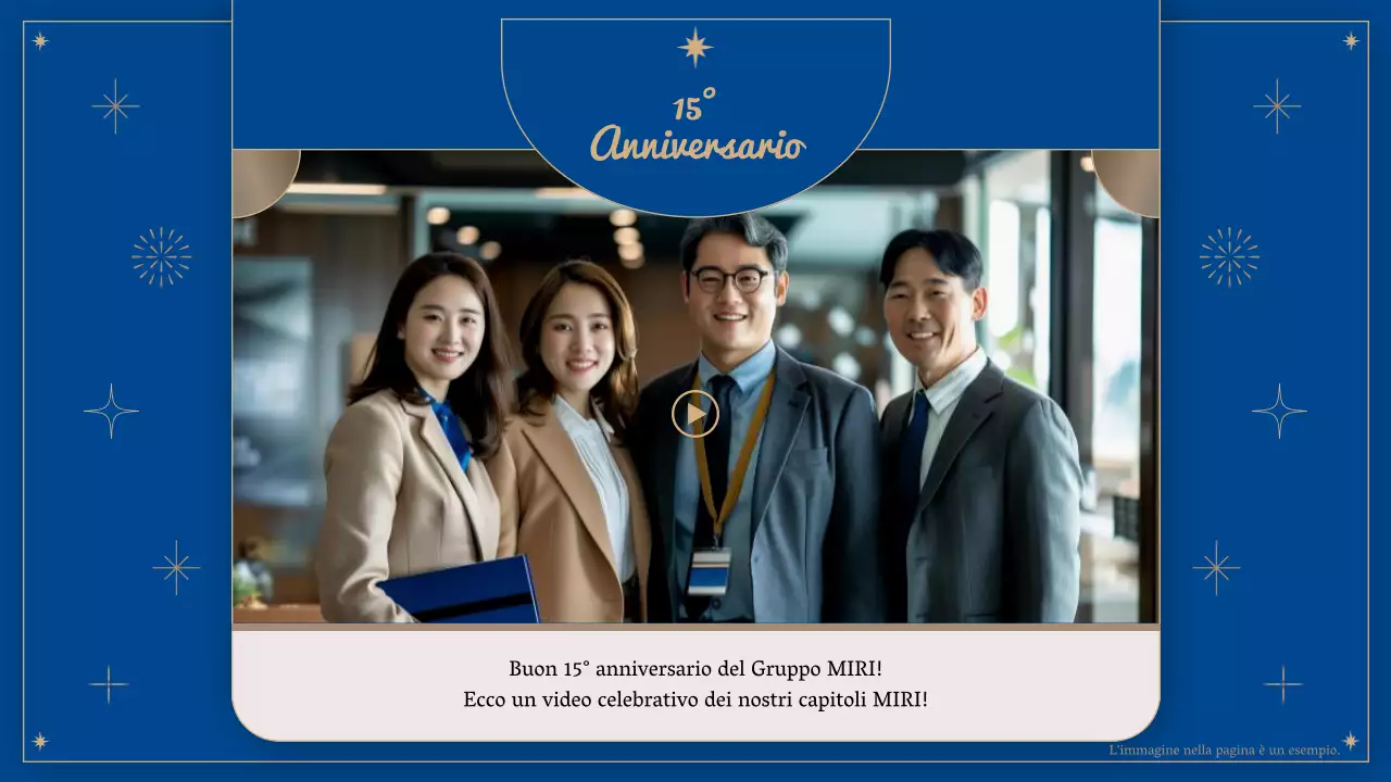 Annuncio di una lussuosa celebrazione dell'anniversario aziendale in blu navy e oro