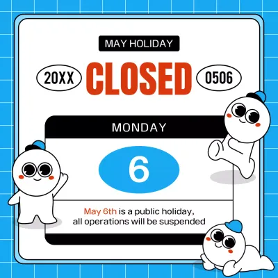 Blue Simple Holiday Announcement Social Media Post