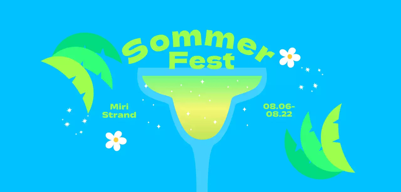 Ein kühles und erfrischendes Sommerfest mit Palmen und Blumen