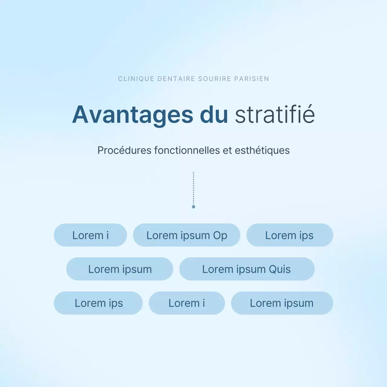 Une dentisterie simple en blanc et bleu clair pour promouvoir le guide d'information sur les procédures de l'hôpital