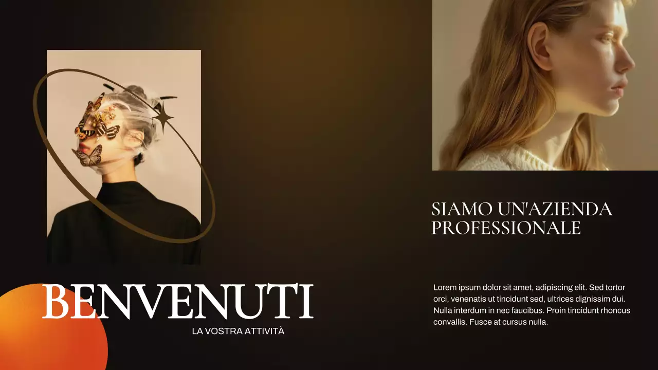 Presentazione aziendale arancione e marrone