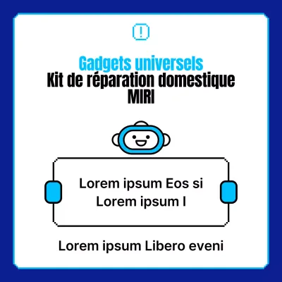 Promouvoir les réparations à domicile avec des illustrations de pixels de robots rétro en bleu et bleu marine