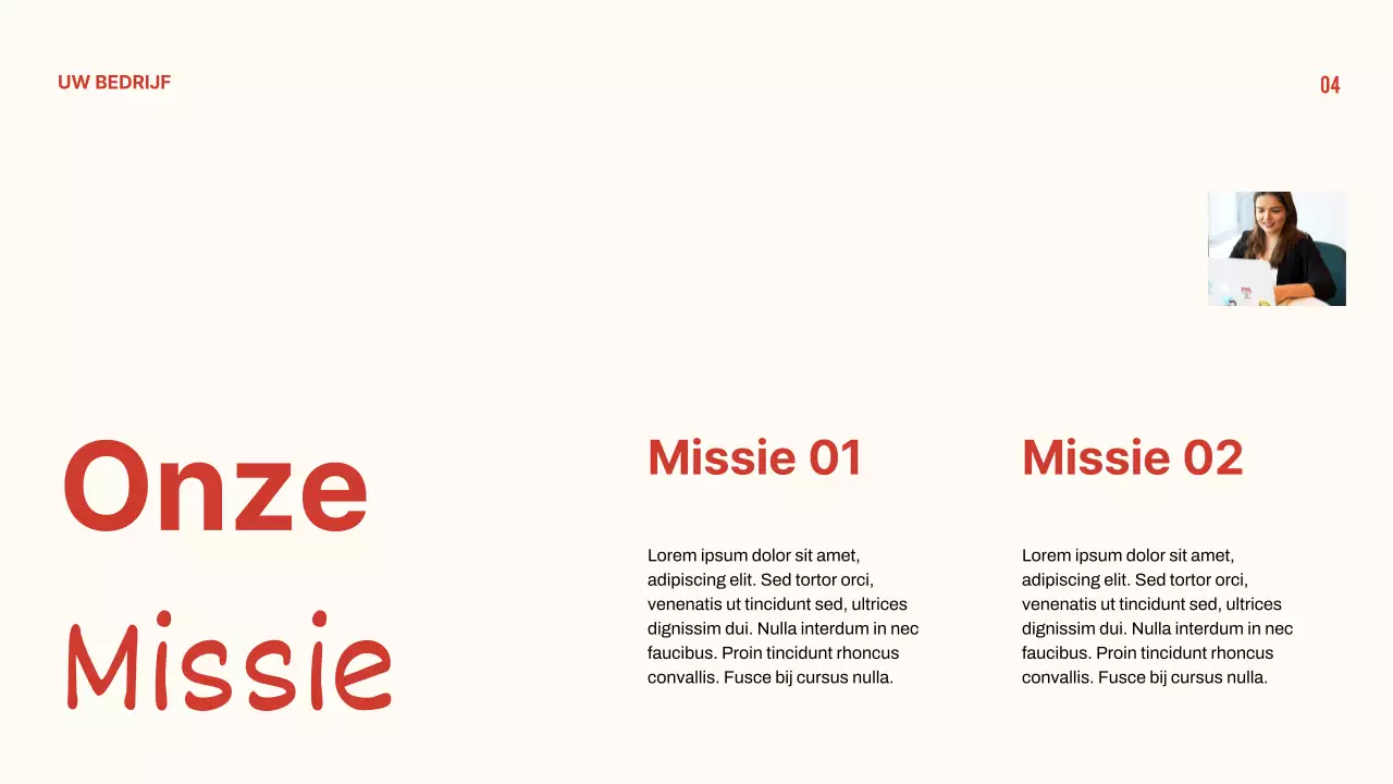 Minimal bedrijfsprofiel presentatie rood en beige