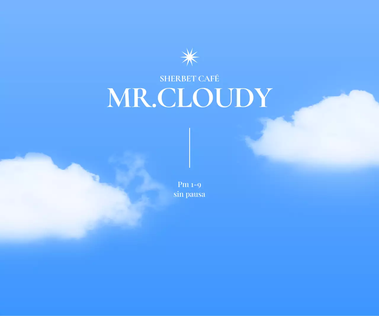 Un diseño lírico con nubes flotando en un cielo azul