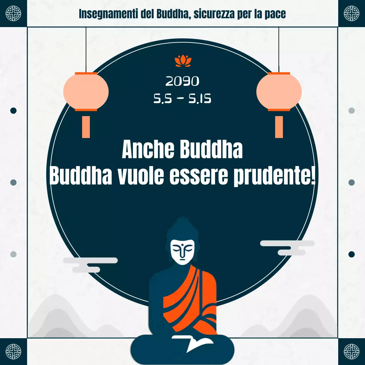 Tradizionale promozione per la prevenzione degli incendi del Buddha Day nei colori rosso e indaco