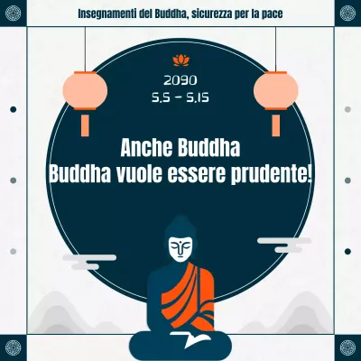Tradizionale promozione per la prevenzione degli incendi del Buddha Day nei colori rosso e indaco