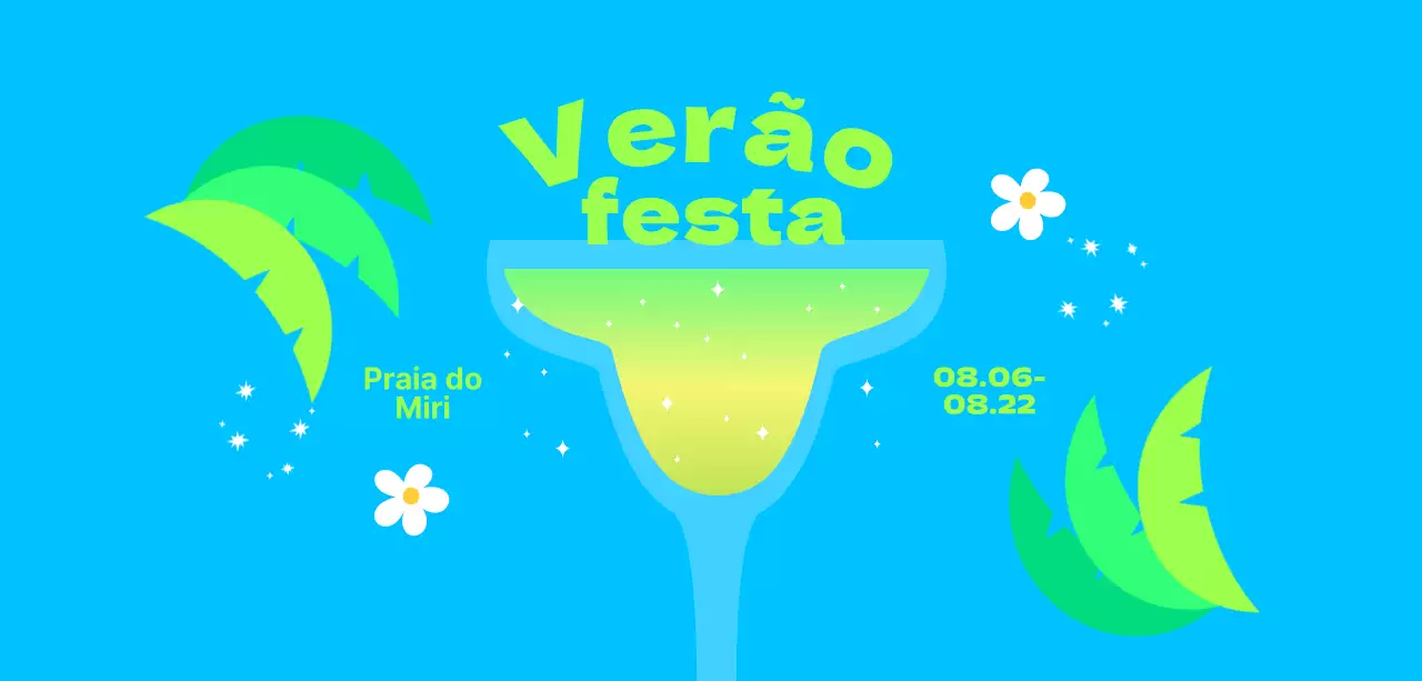 Um festival de verão fresco e refrescante com palmeiras e flores