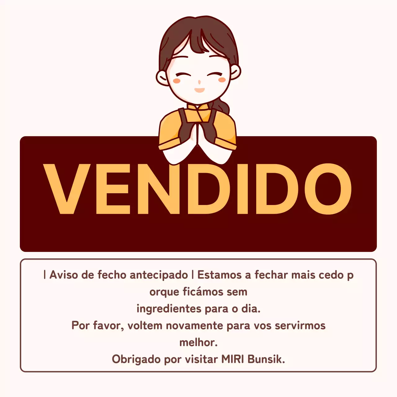Guia de anúncios de lojas com ilustrações de personagens bonitas em laranja e amarelo