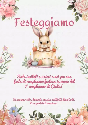 Invito alla festa di compleanno per bambini in stile moderno rosa e bianco