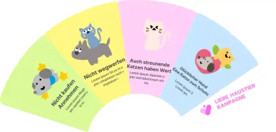 Kampagne zum Schutz von Haustieren mit Tierillustrationen und viel Farbe
