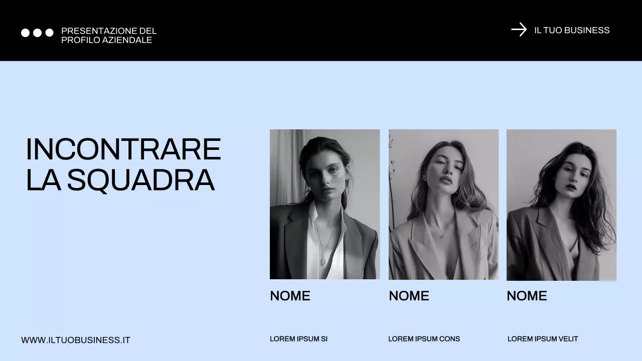 Profilo aziendale minimale blu e nero