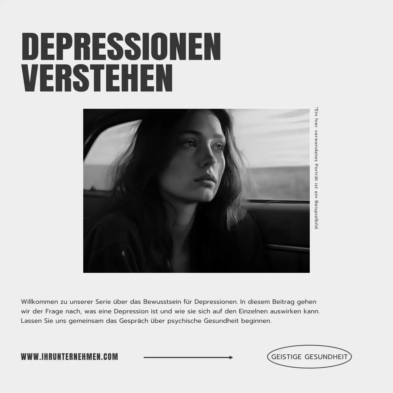 Beige und Grau Minimal Mental Care Psychologie Blog Förderung