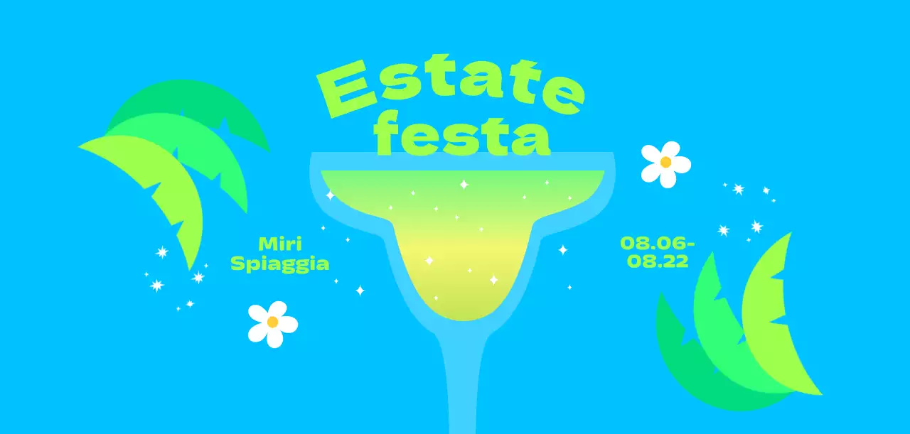 Un festival estivo fresco e rinfrescante con palme e fiori