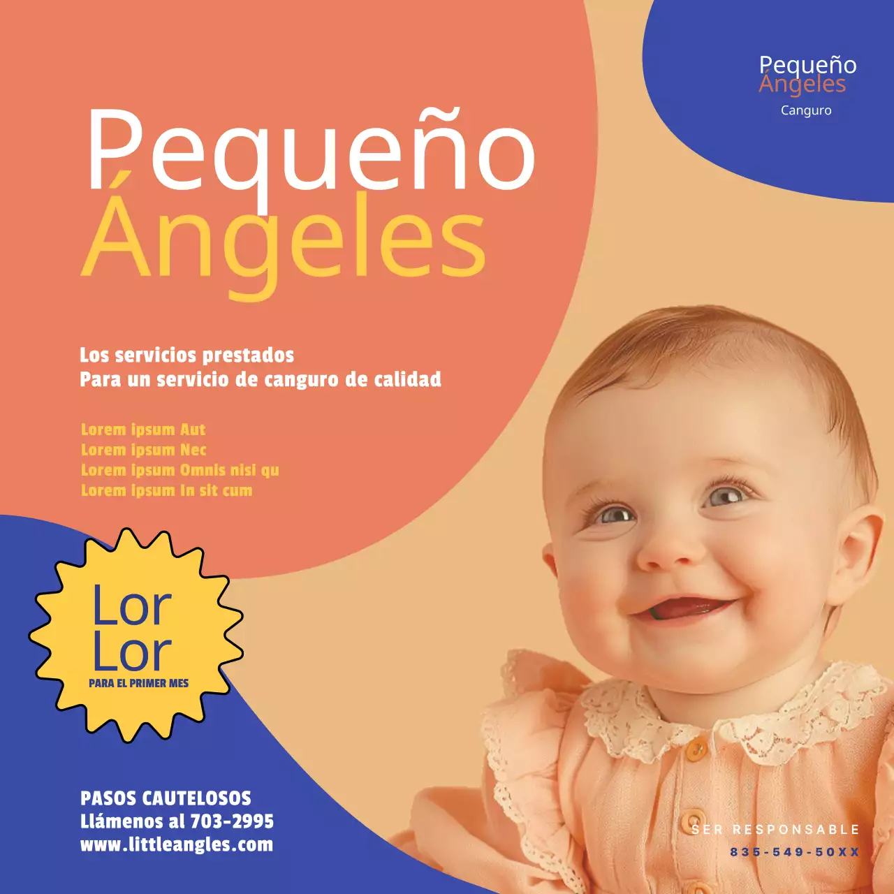 Folleto amarillo y beige de Gentle Babysitting Services