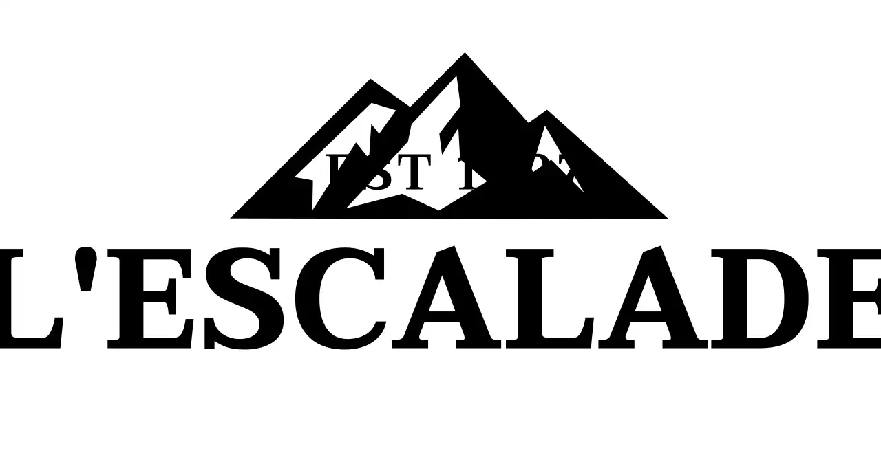 Club d'escalade d'inspiration vintage avec des illustrations de montagnes et des polices à empattement