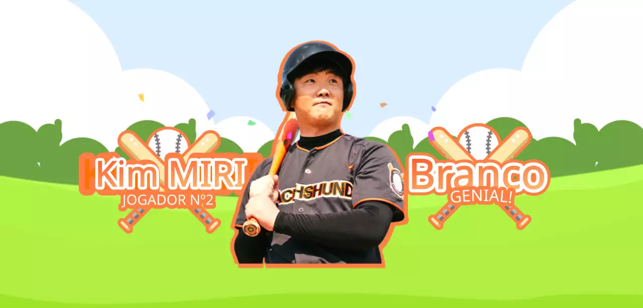 Ilustração de um campo de basebol laranja e verde, conceito de claque