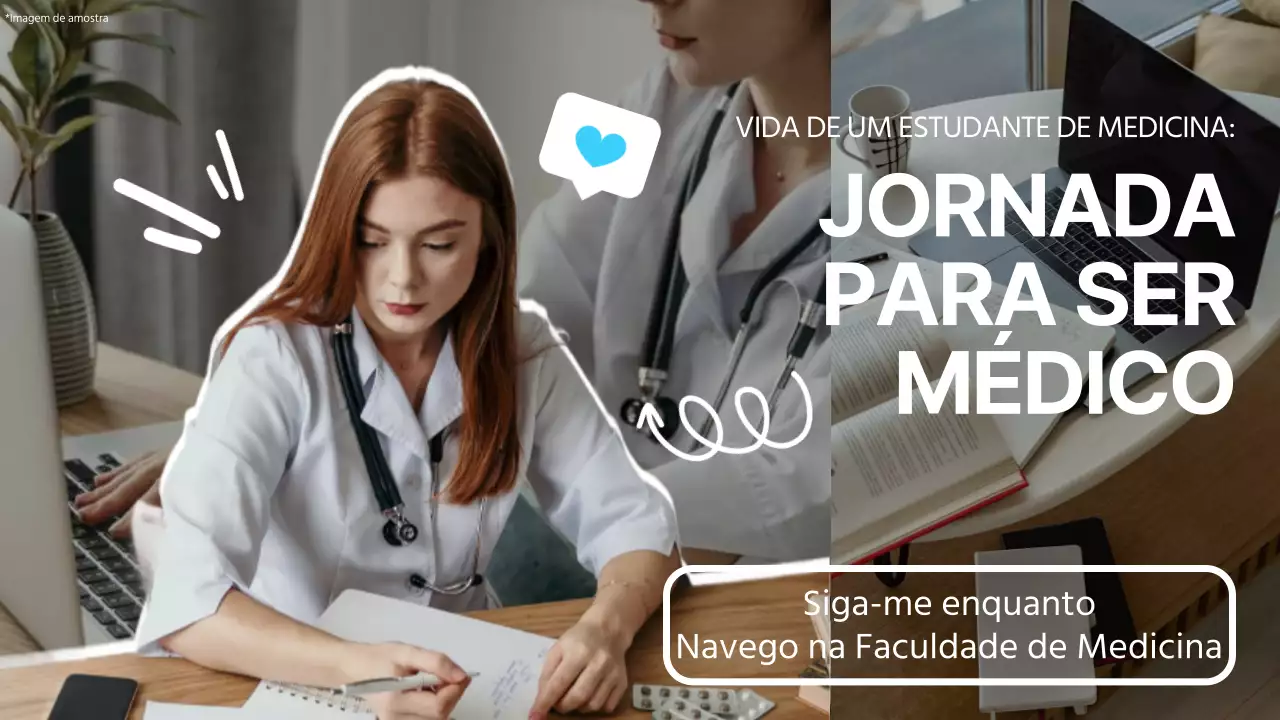 Branco e azul Vídeo do vlog de um estudante de medicina moderno