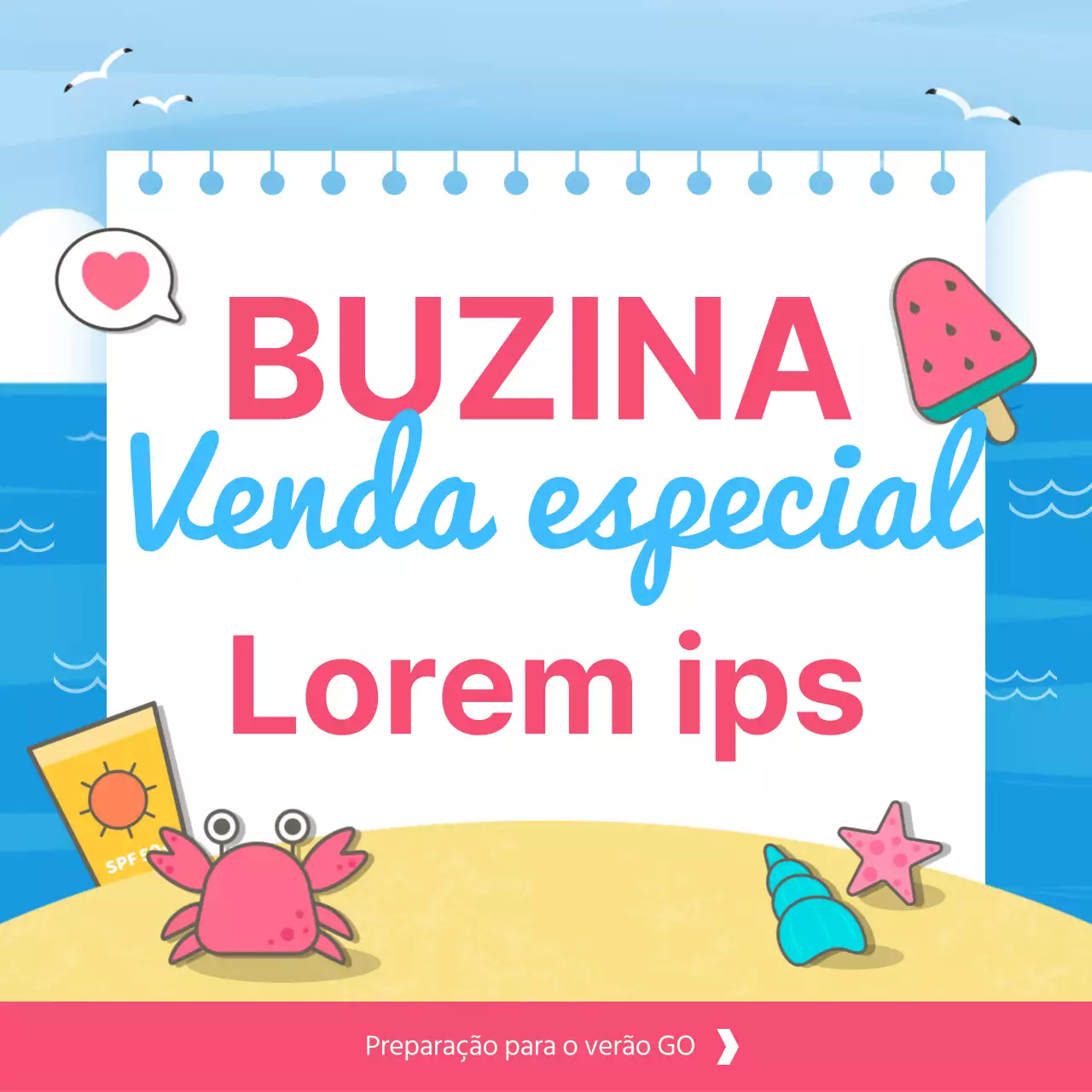 Poste Tropical Summer Sale Event em azul claro