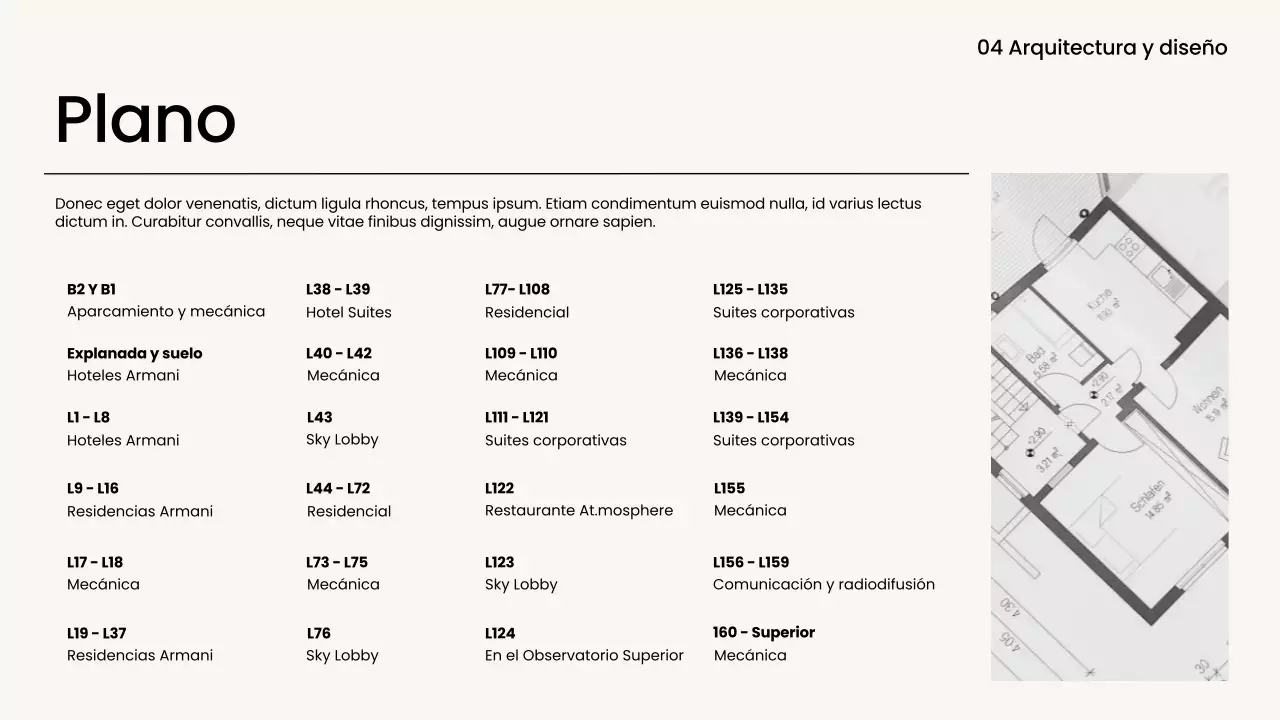 Informe arquitectónico minimalista en blanco y negro