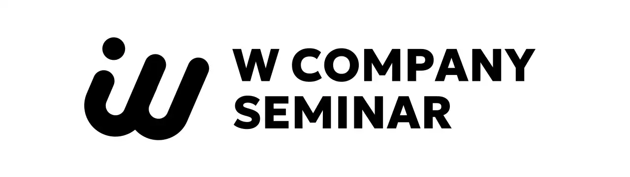 A colorful corporate seminar with an English logo