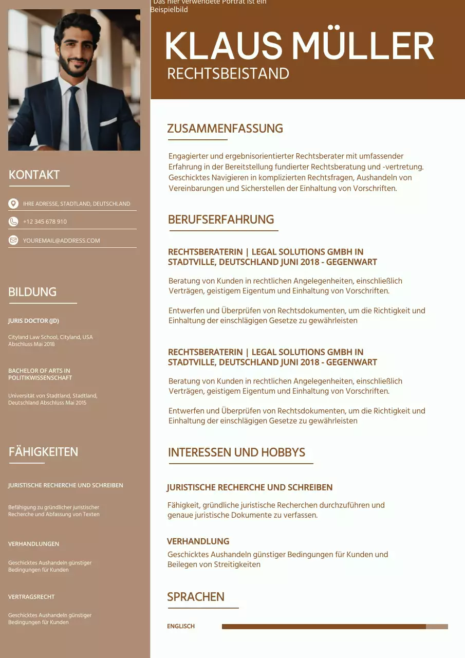 Brown and White Einfacher Rechtsbeistand Portfolio