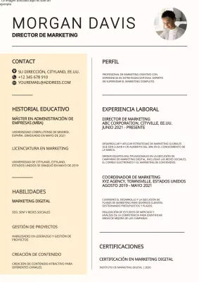 Cartera de Marketing Simple en blanco y amarillo