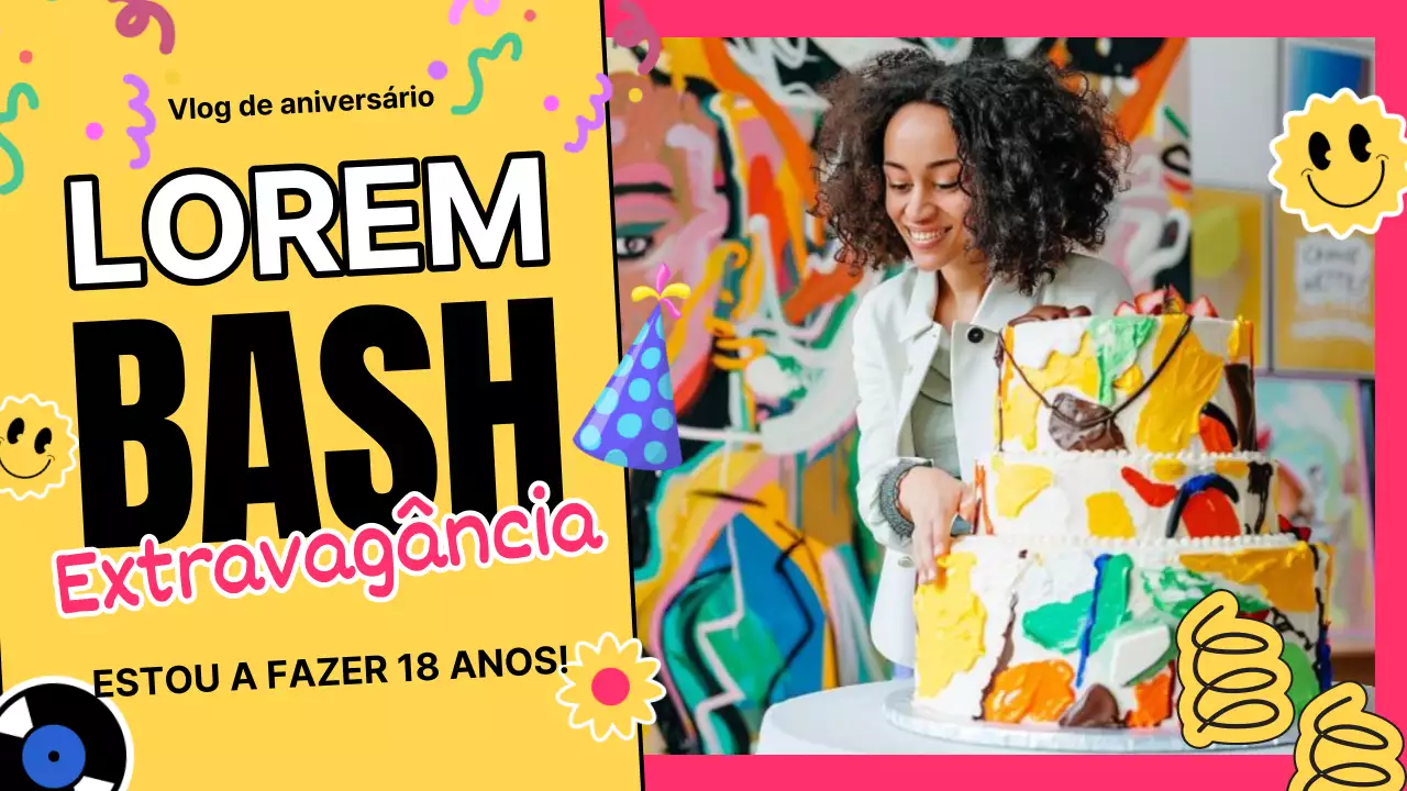 Extravagância de aniversário Popart amarelo-rosa