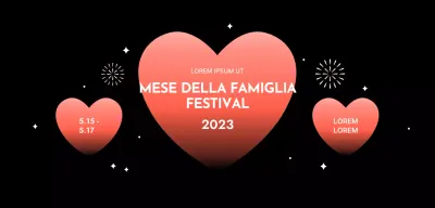 Design per festival con cuori sfumati su sfondo nero