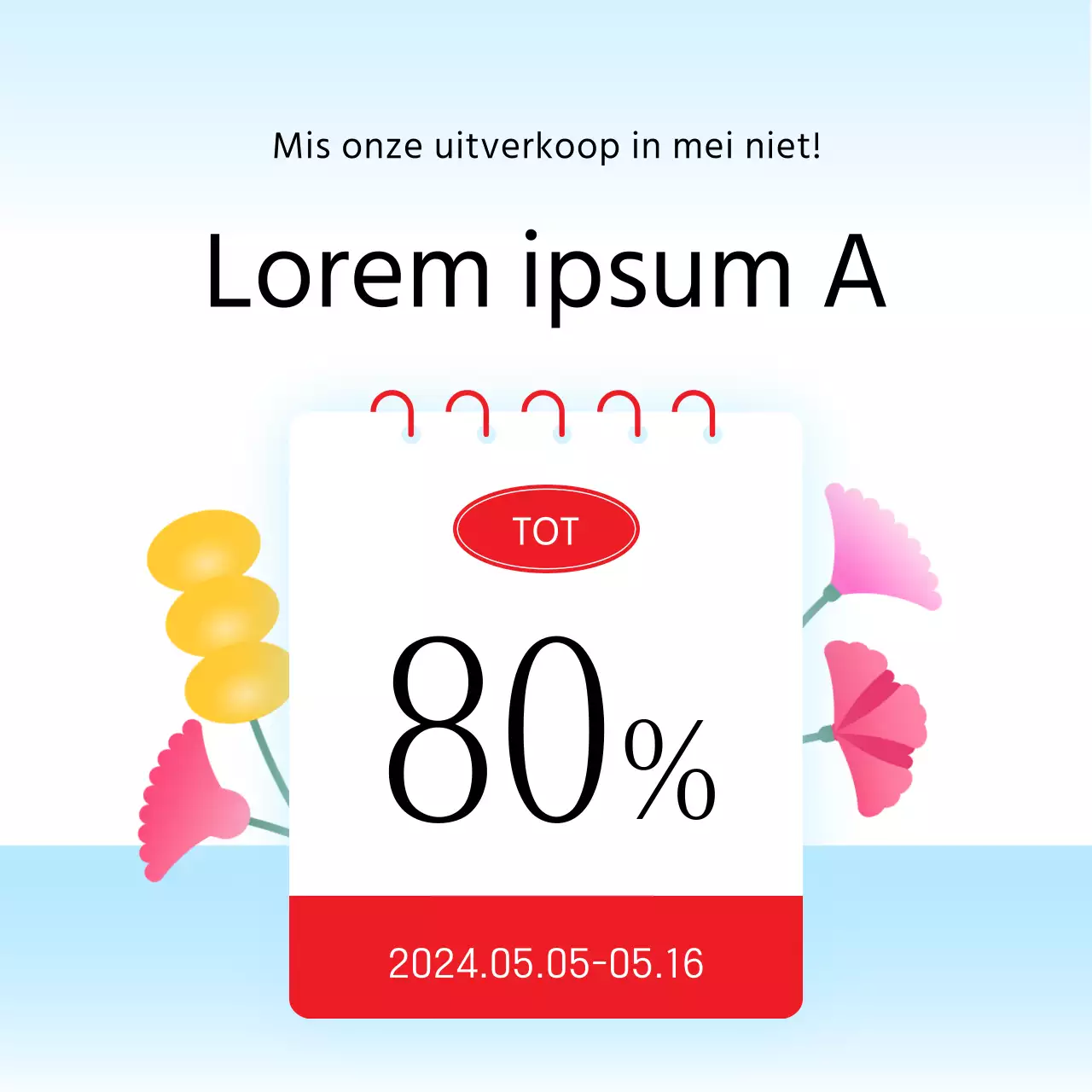 Promoot een moderne feed voor sociale-mediamarketing in lichtblauw en rood