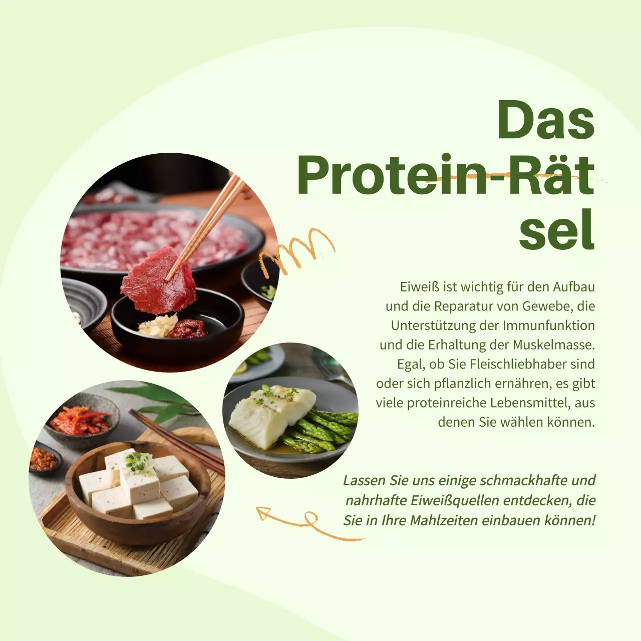 Grüner und oranger moderner Leitfaden für gesunde Ernährung