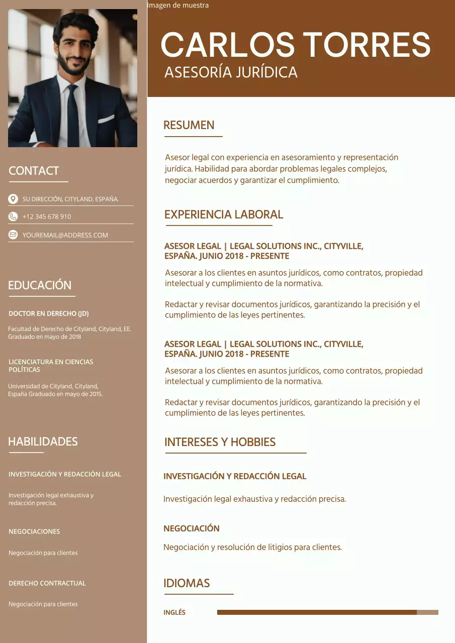 Cartera de asesoramiento jurídico simple en marrón y blanco