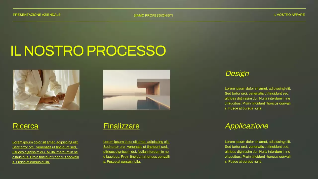 Presentazione aziendale verde e nera