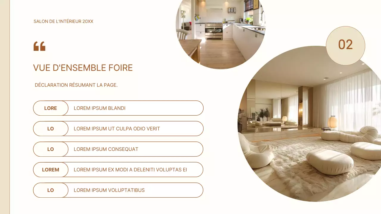 Proposition de salon d'intérieur simple en beige et marron