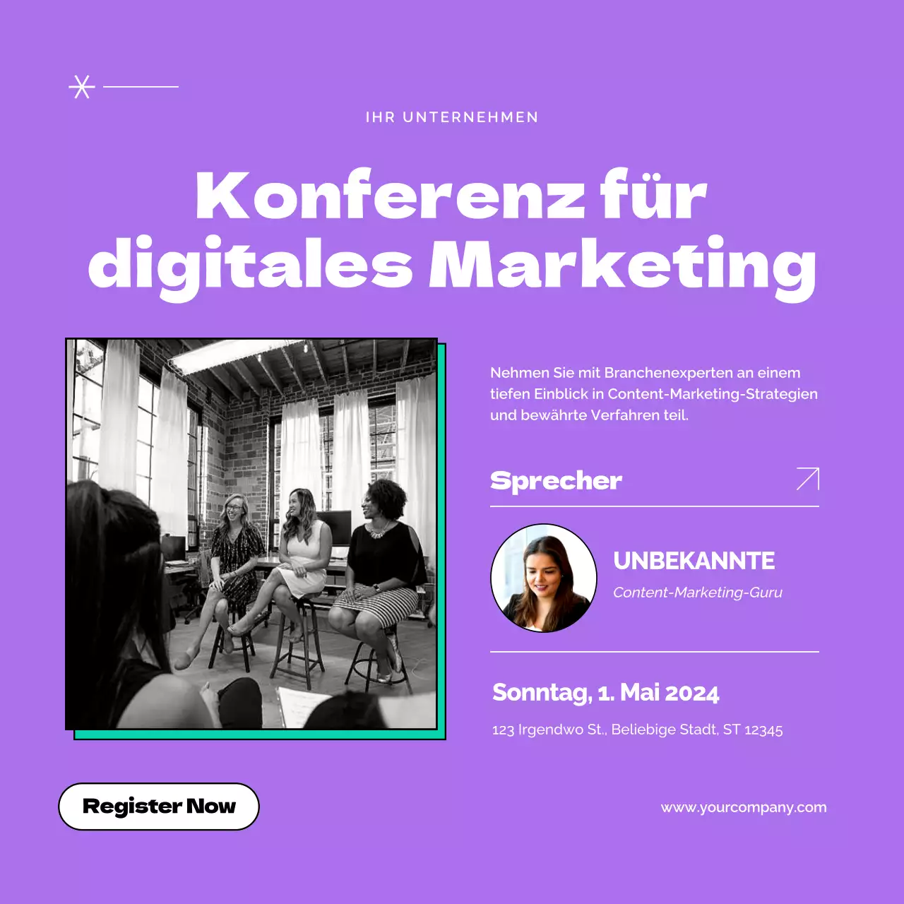Schwarz und lila Moderne Content-Marketing-Werbung