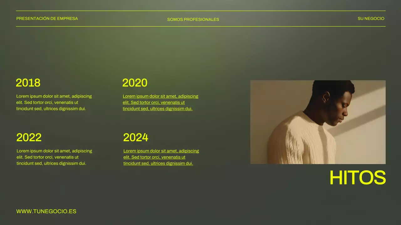 Presentación empresarial en verde y negro