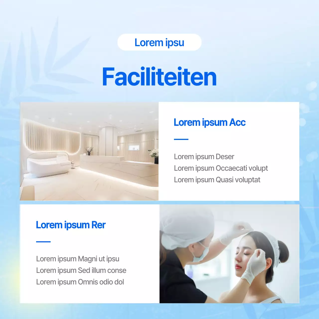 Een tropische zomerse schoonheidsbehandeling in lichtblauw.