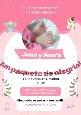 Invitación moderna rosa para baby shower