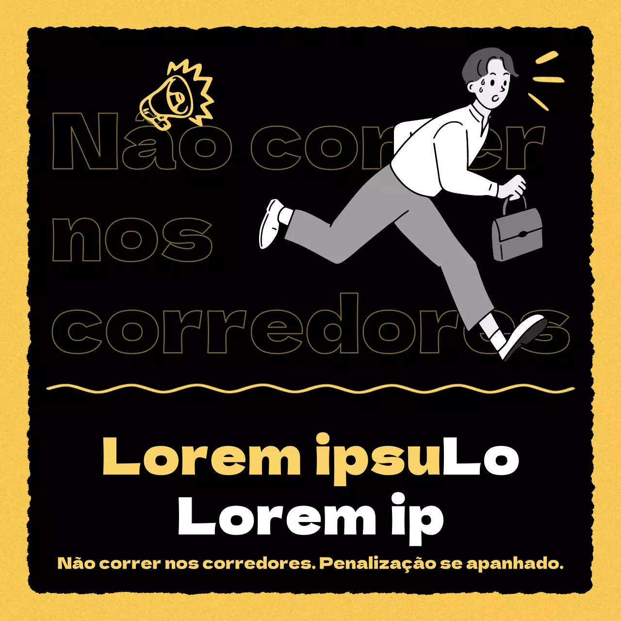 Avisos de penalização amarelos, pretos e brancos