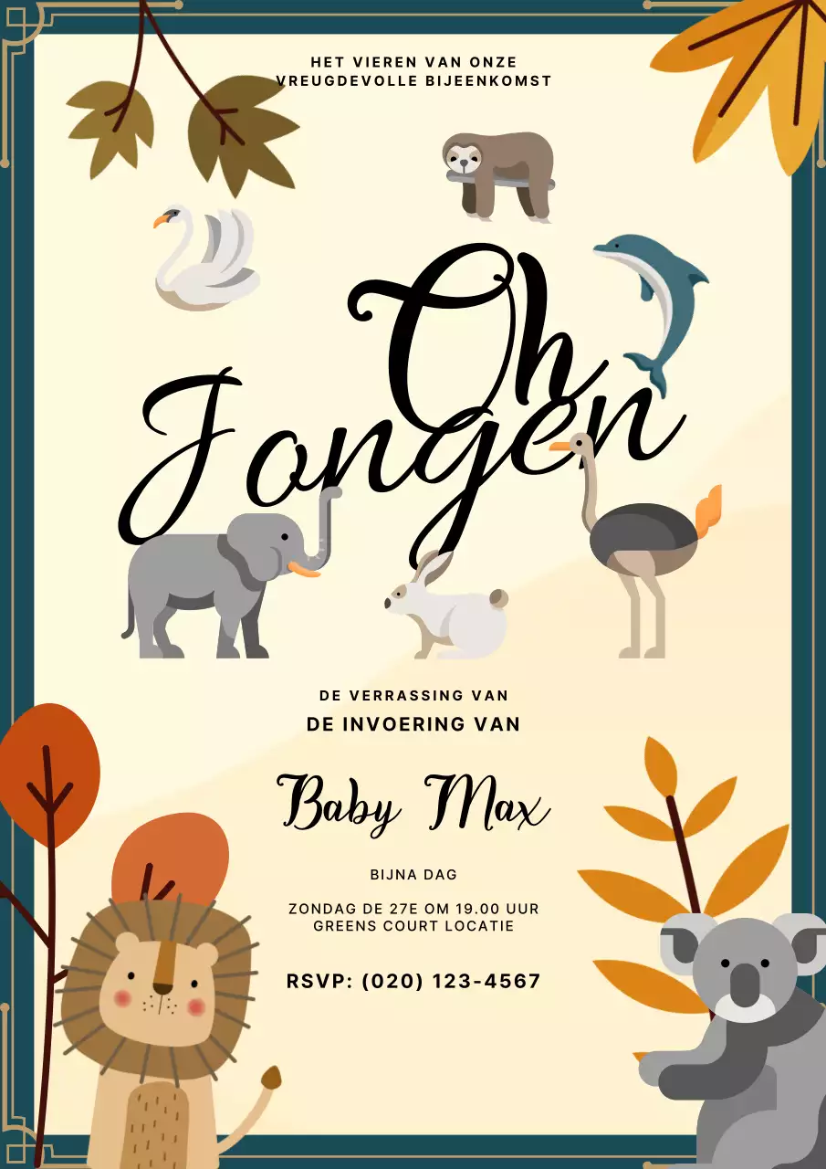 Beige Geometrische Baby Shower Uitnodiging