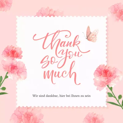 Eine hübsche rosa-weiße Dankeskarte für den Monat November