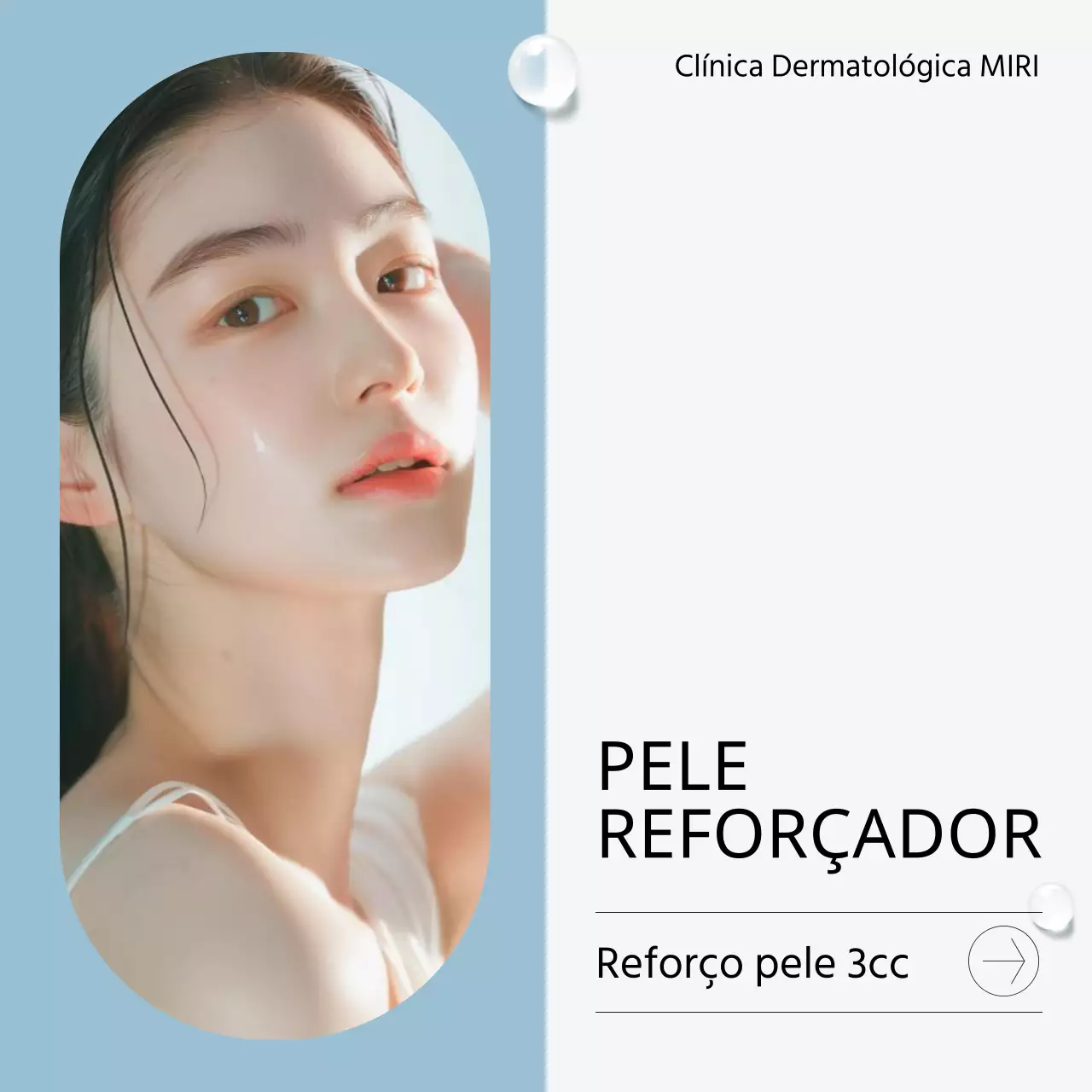 Dermatologia simples em branco e azul claro para promover o guia de informação de procedimentos do hospital