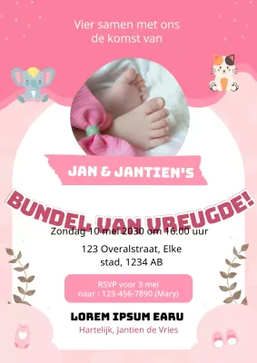 Roze Moderne Baby Shower Uitnodiging Flyer