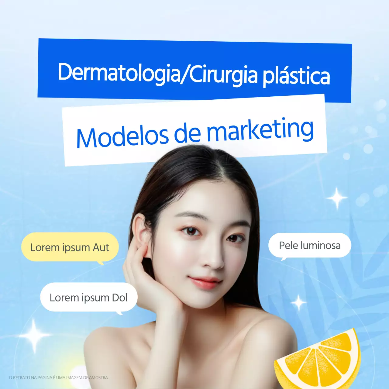 Um anúncio de tratamento de beleza tropical de verão em azul claro.