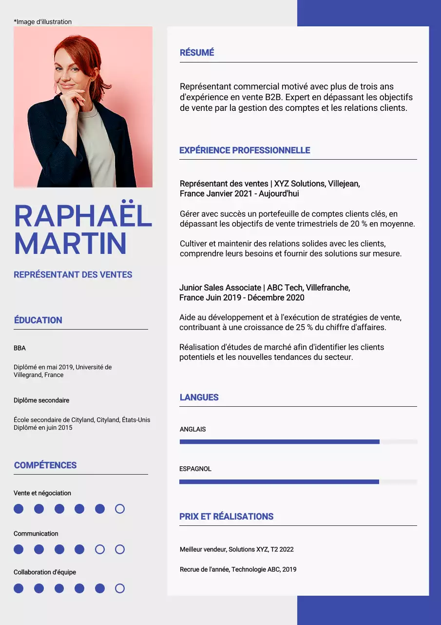 Portefeuille de représentant des ventes moderne bleu et blanc