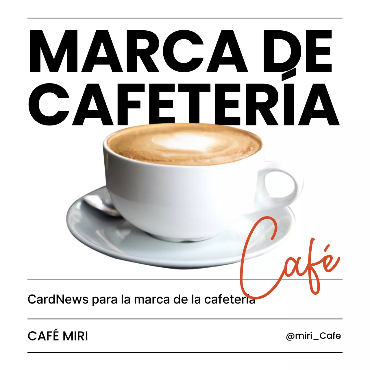 Marca de cafetería moderna en blanco y naranja poste