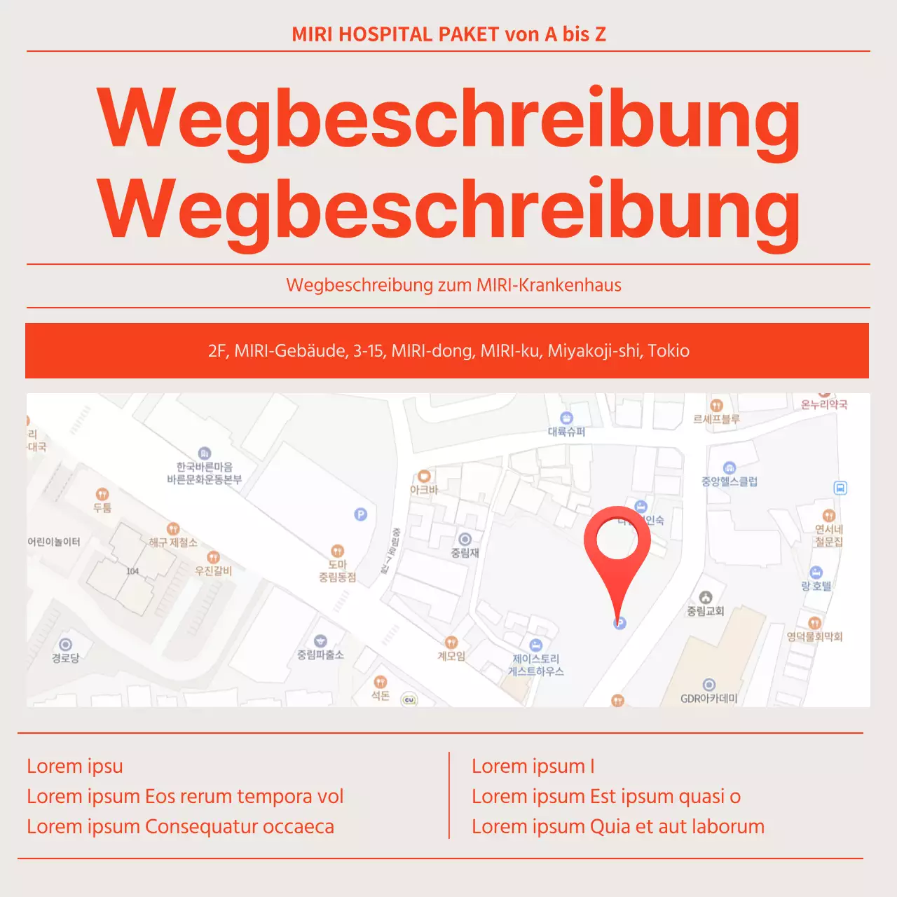 Roter und moderner Krankenhausprospekt im Zeitungsstil