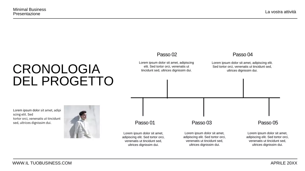 Presentazione aziendale minimale in bianco e nero