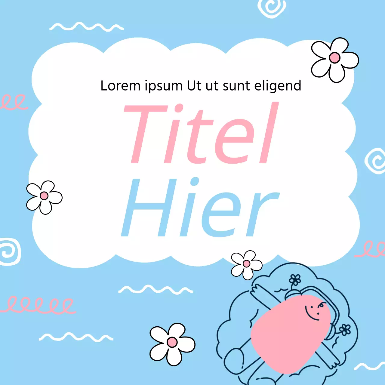 Hübscher Titelrahmen in Hellblau und Rosa