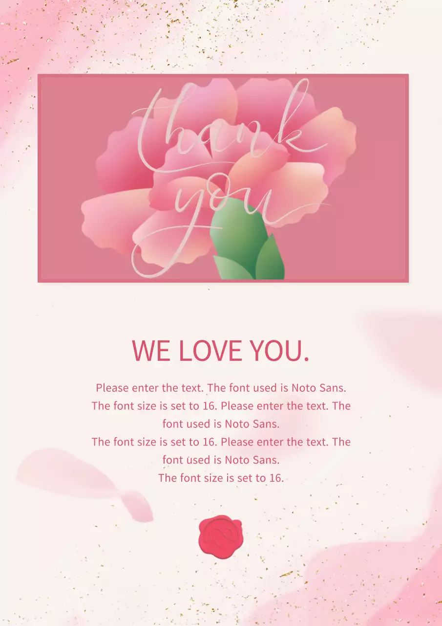 핑크색 우아한 감사 카드 포스터