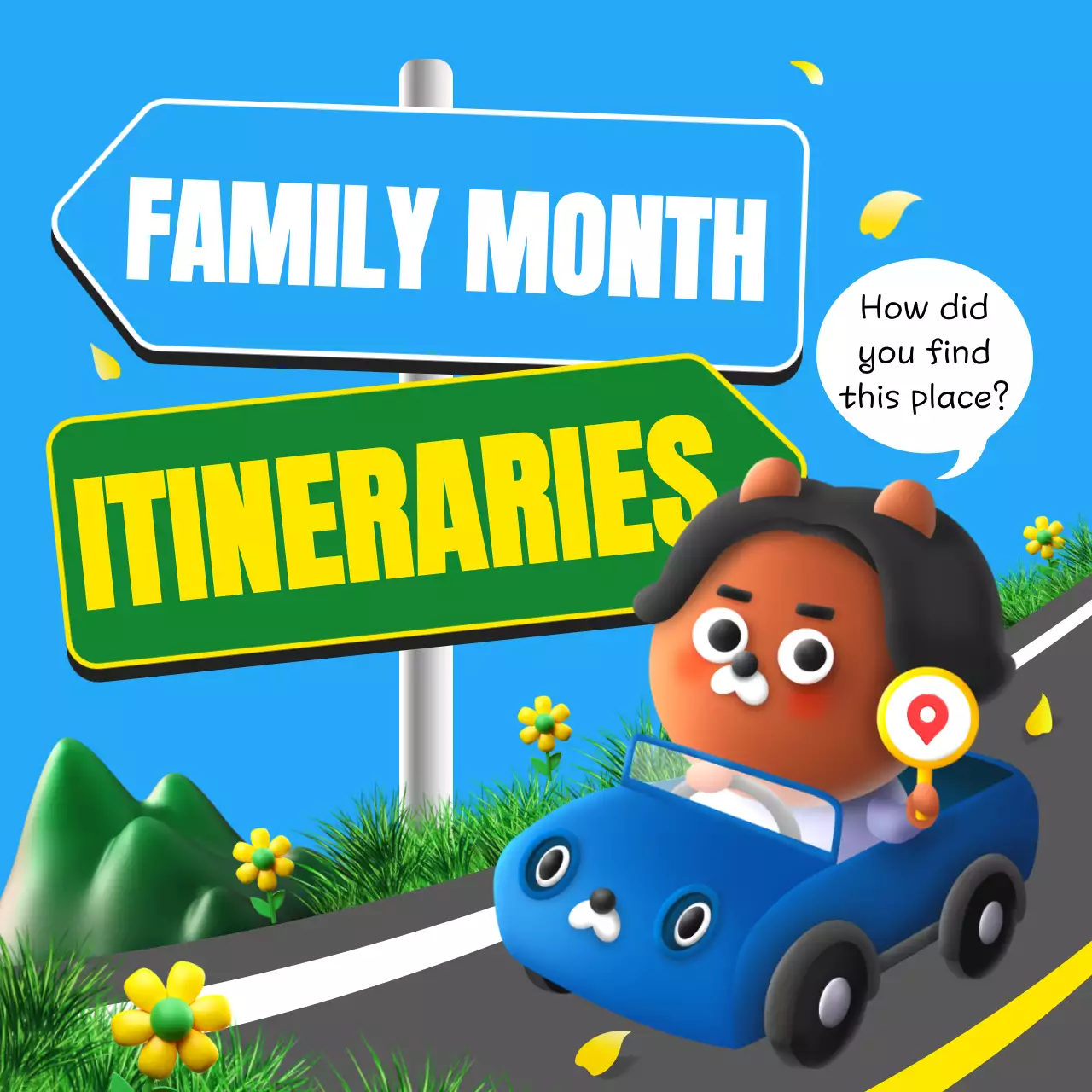 Blue Cartoon Travel Guide Social Media Post